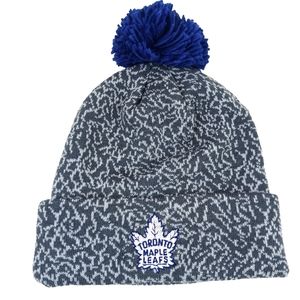 Mitchell&Ness Toronto Maple Leafs grey blue pom pom beanie knit cap